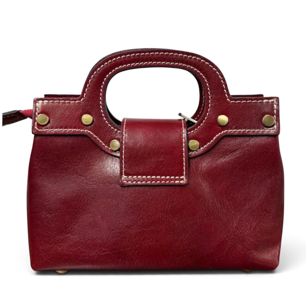 Modarno Borsetta donna a mano e tracolla in vera pelle vacchetta 21x8x14 cm
