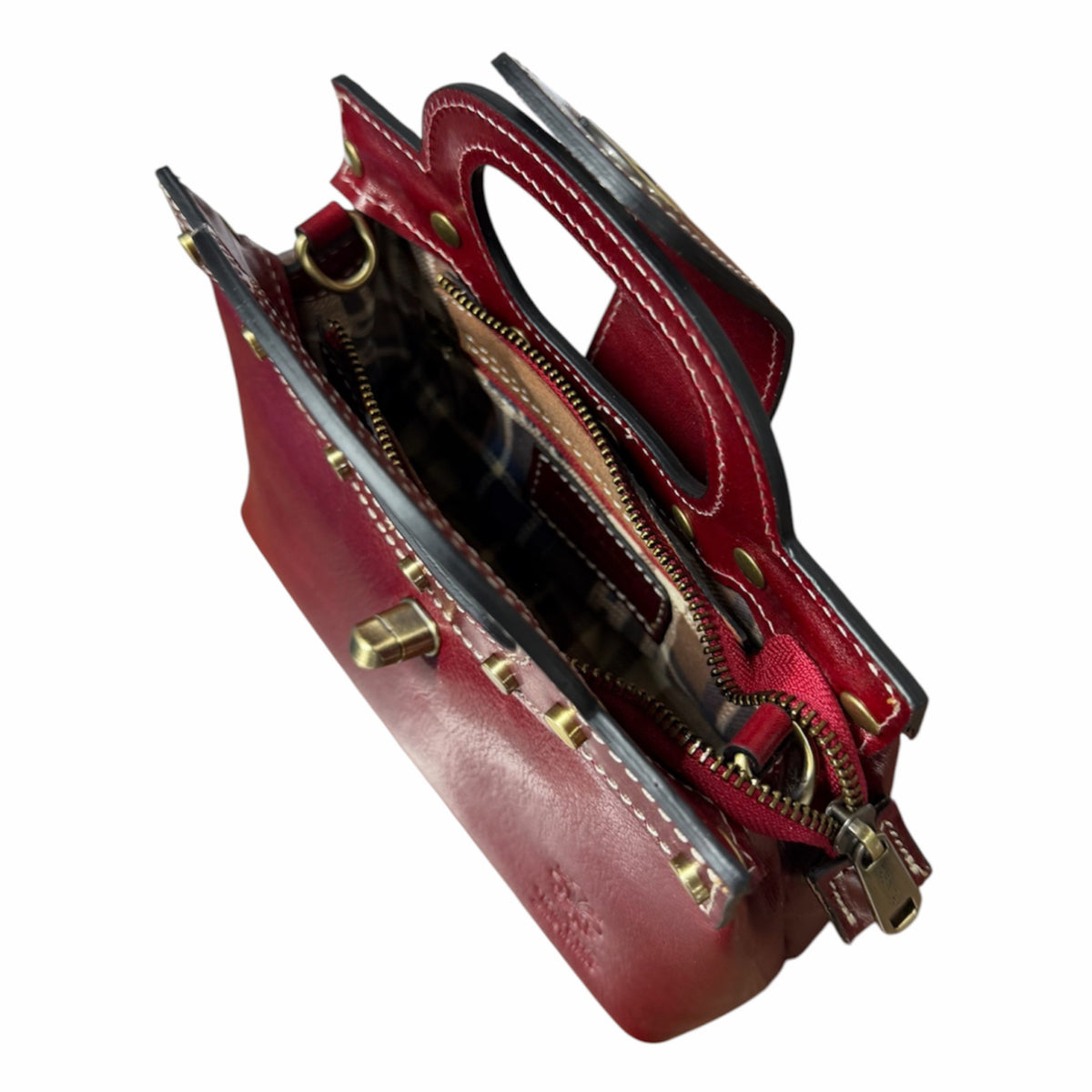Modarno Borsetta donna a mano e tracolla in vera pelle vacchetta 21x8x14 cm