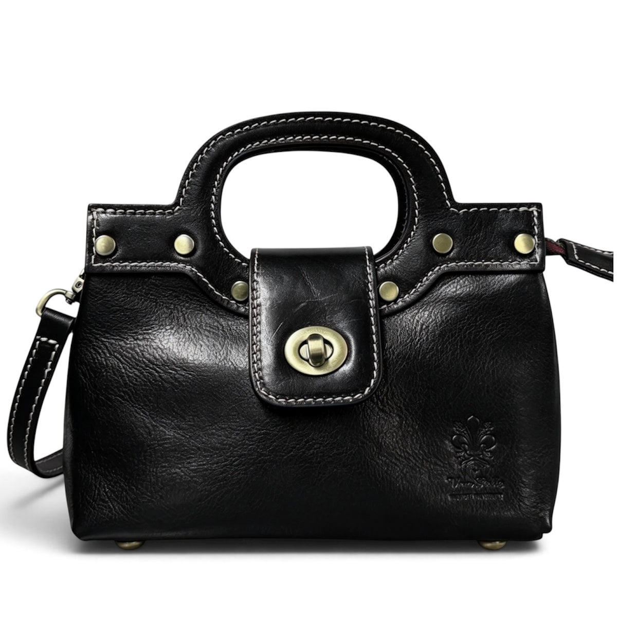 Modarno Borsetta donna a mano e tracolla in vera pelle vacchetta 21x8x14 cm