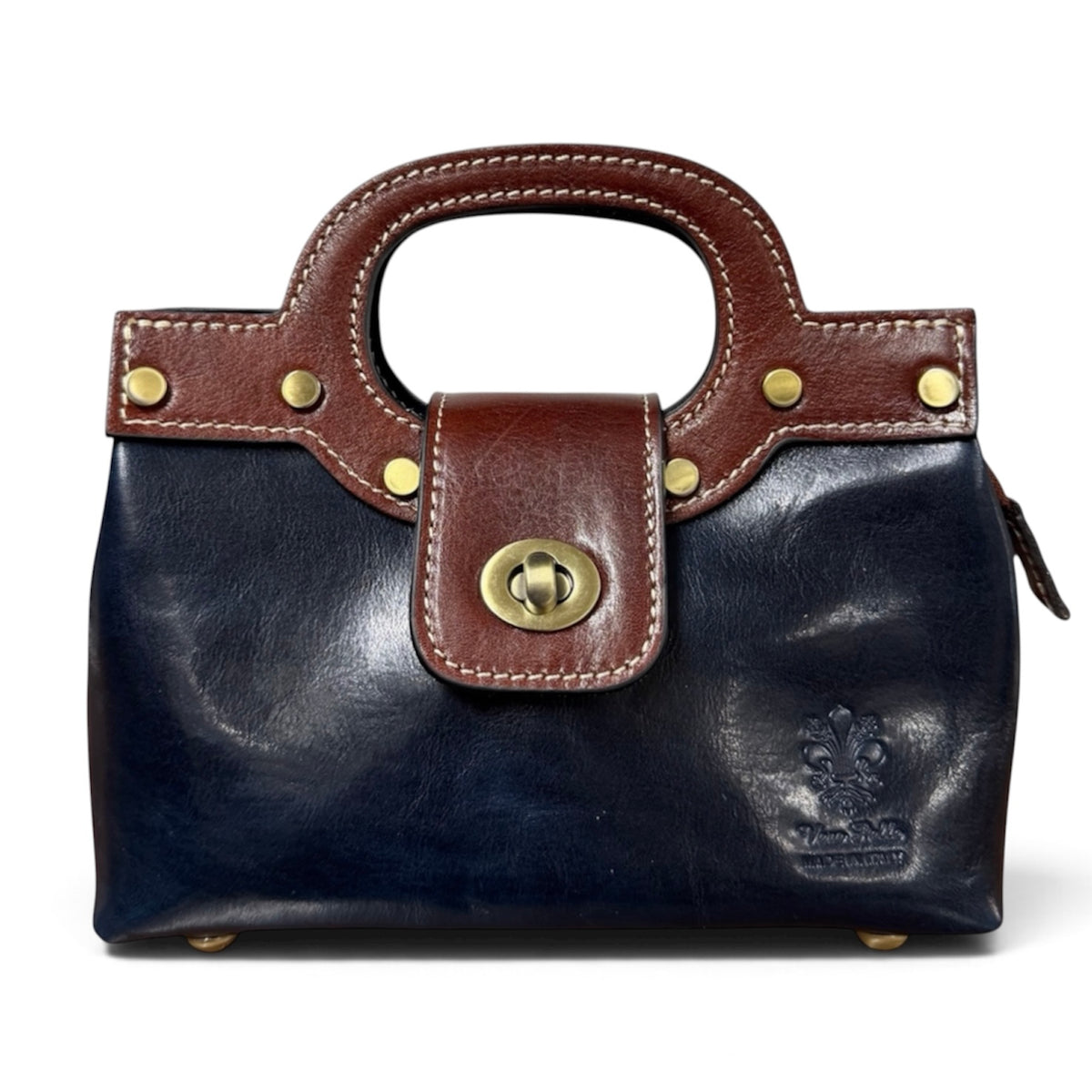 Modarno Borsetta donna a mano e tracolla in vera pelle vacchetta 21x8x14 cm