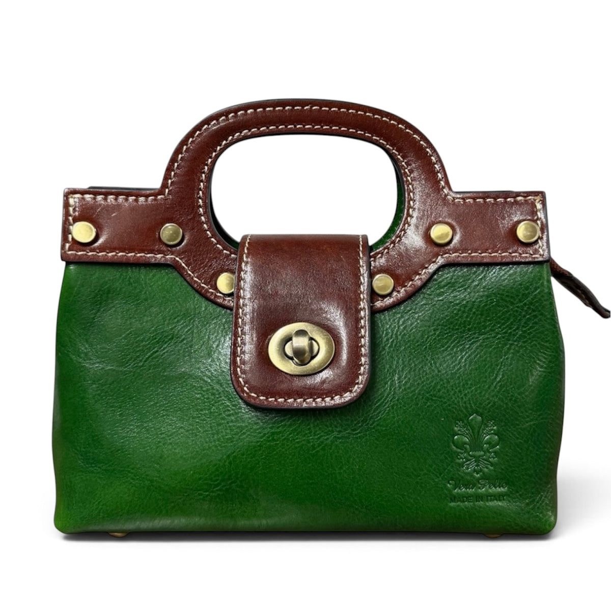 Modarno Borsetta donna a mano e tracolla in vera pelle vacchetta 21x8x14 cm