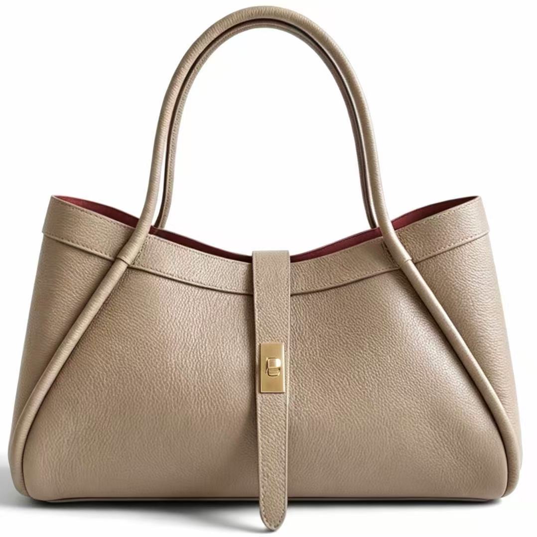 Modarno Borsa a Mano In Vera Pelle Big Grande Con Doppio Manico 45x20x25