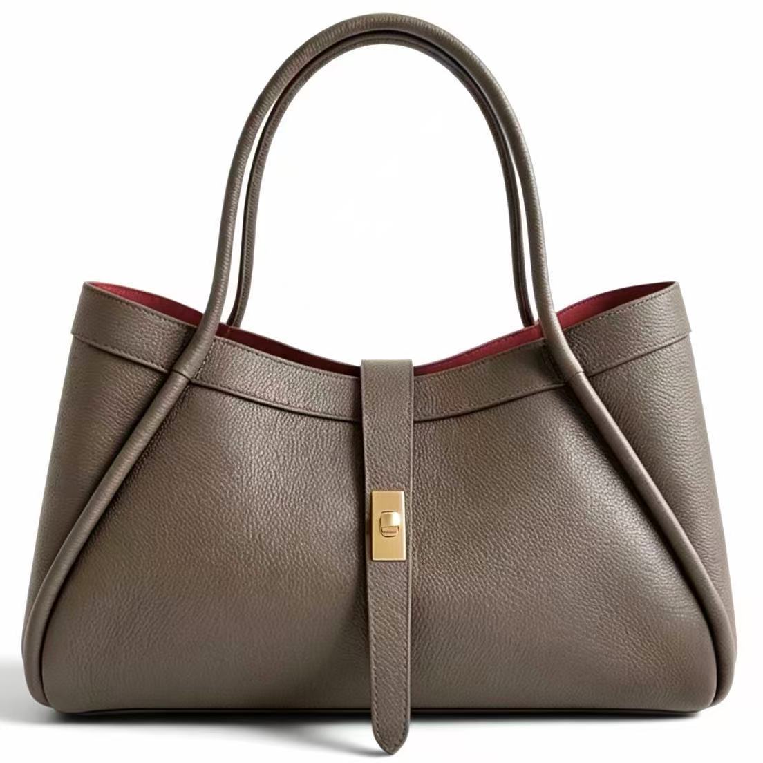 Modarno Borsa a Mano In Vera Pelle Big Grande Con Doppio Manico 45x20x25