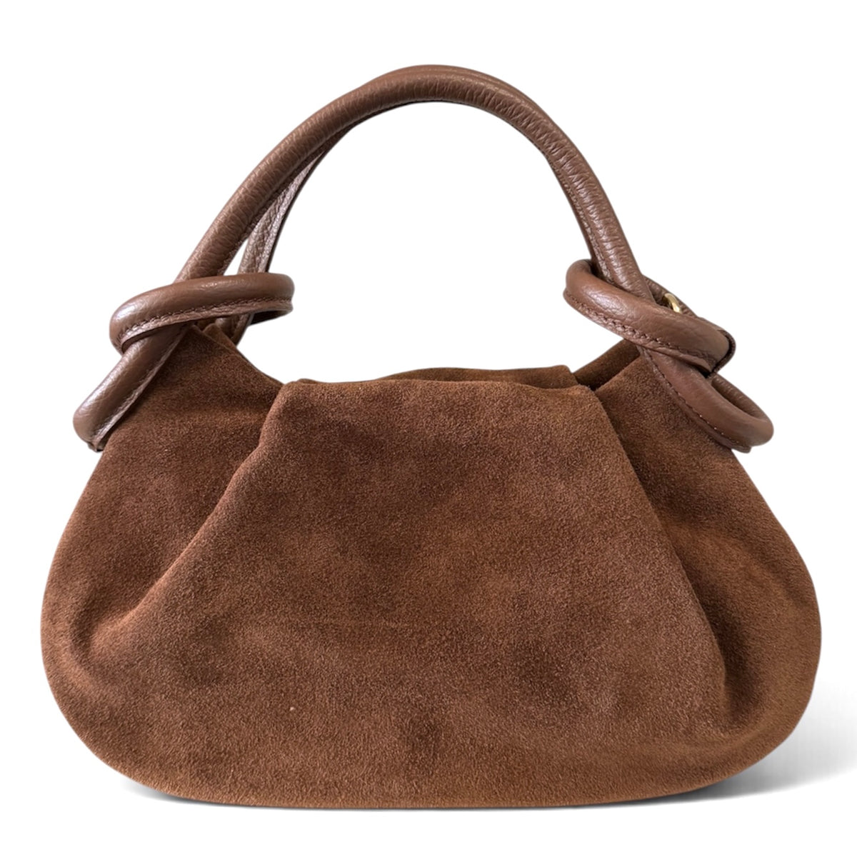 Modarno Borsetta a mano con manico convertibile "Linda" in Camoscio vera pelle 28x8x16cm