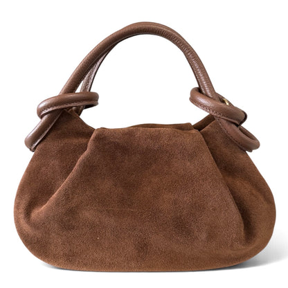 Modarno Borsetta a mano con manico convertibile "Linda" in Camoscio vera pelle 28x8x16cm