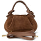 Modarno Borsetta a mano con manico convertibile "Linda" in Camoscio vera pelle 28x8x16cm