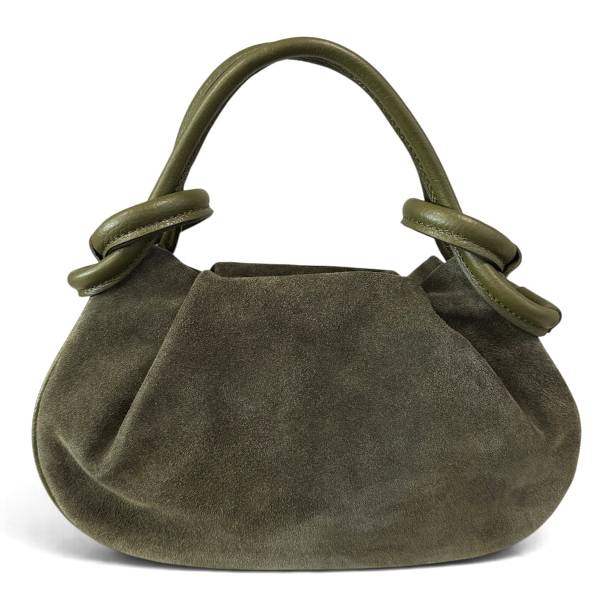 Modarno Borsetta a mano con manico convertibile "Linda" in Camoscio vera pelle 28x8x16cm
