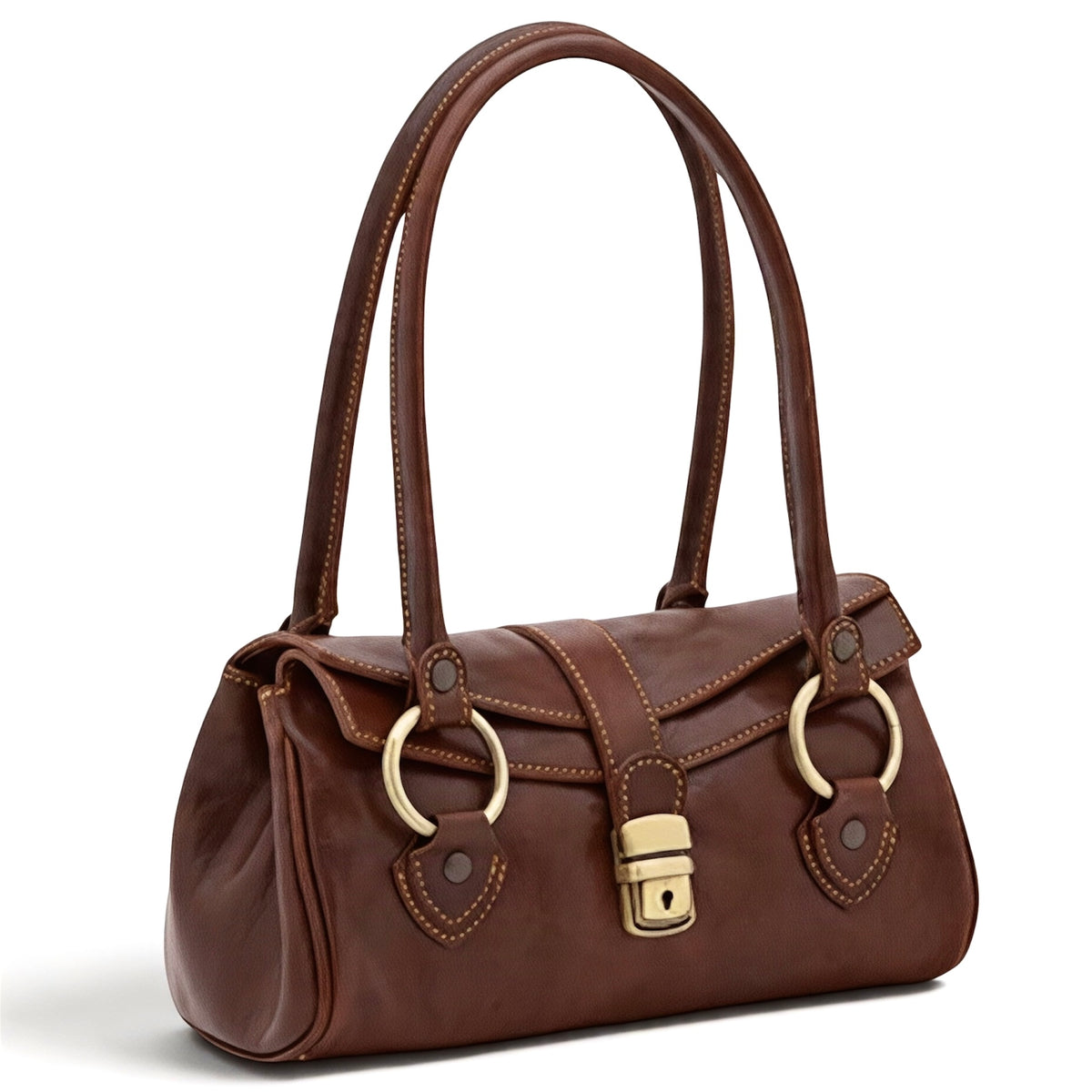 Modarno Borsa donna a spalla in vera pelle di Vacchetta Premium 28x13x14 cm