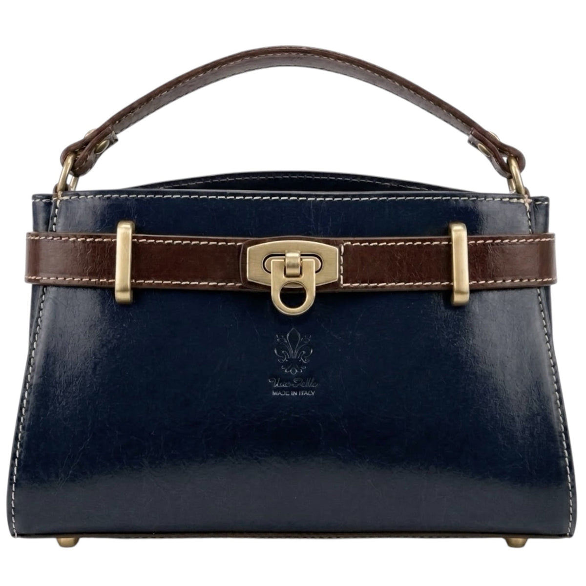 Modarno Borsa a mano e tracolla Vintage in pelle vacchetta 26x12x17 cm
