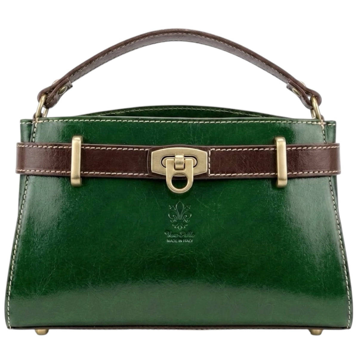 Modarno Borsa a mano e tracolla Vintage in pelle vacchetta 26x12x17 cm