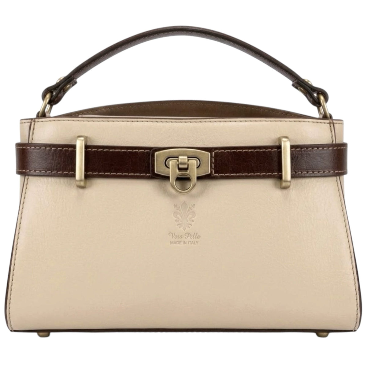 Modarno Borsa a mano e tracolla Vintage in pelle vacchetta 26x12x17 cm