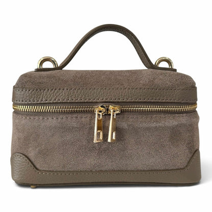 Modarno Borsetta Baulettino Vanity Aura in camoscio e vera pelle 22x8x13 cm