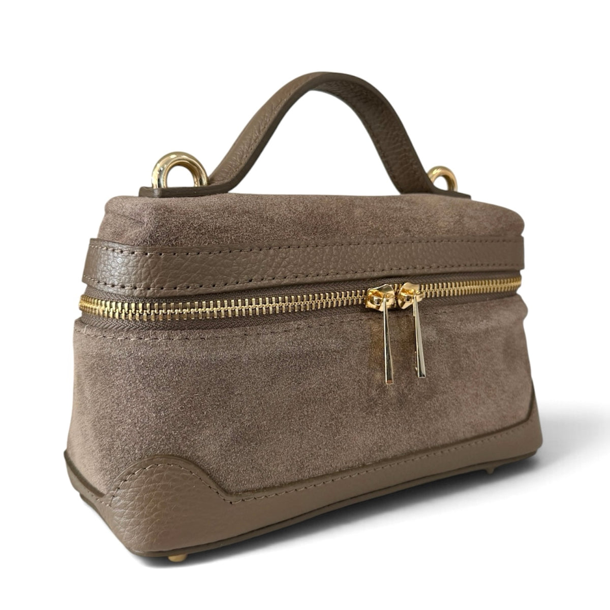 Modarno Borsetta Baulettino Vanity Aura in camoscio e vera pelle 22x8x13 cm