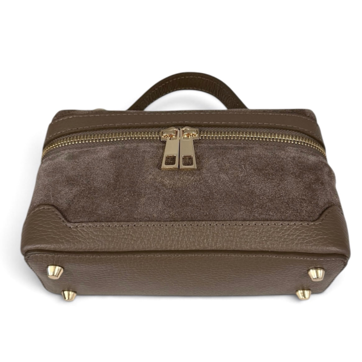 Modarno Borsetta Baulettino Vanity Aura in camoscio e vera pelle 22x8x13 cm