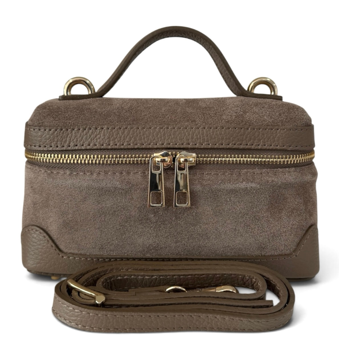 Modarno Borsetta Baulettino Vanity Aura in camoscio e vera pelle 22x8x13 cm