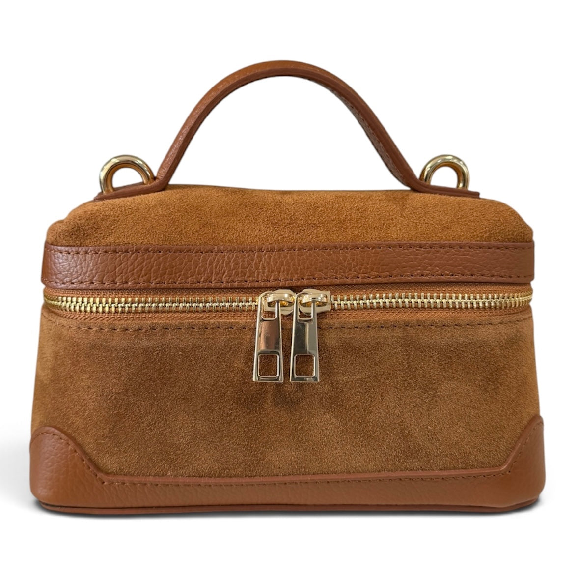 Modarno Borsetta Baulettino Vanity Aura in camoscio e vera pelle 22x8x13 cm