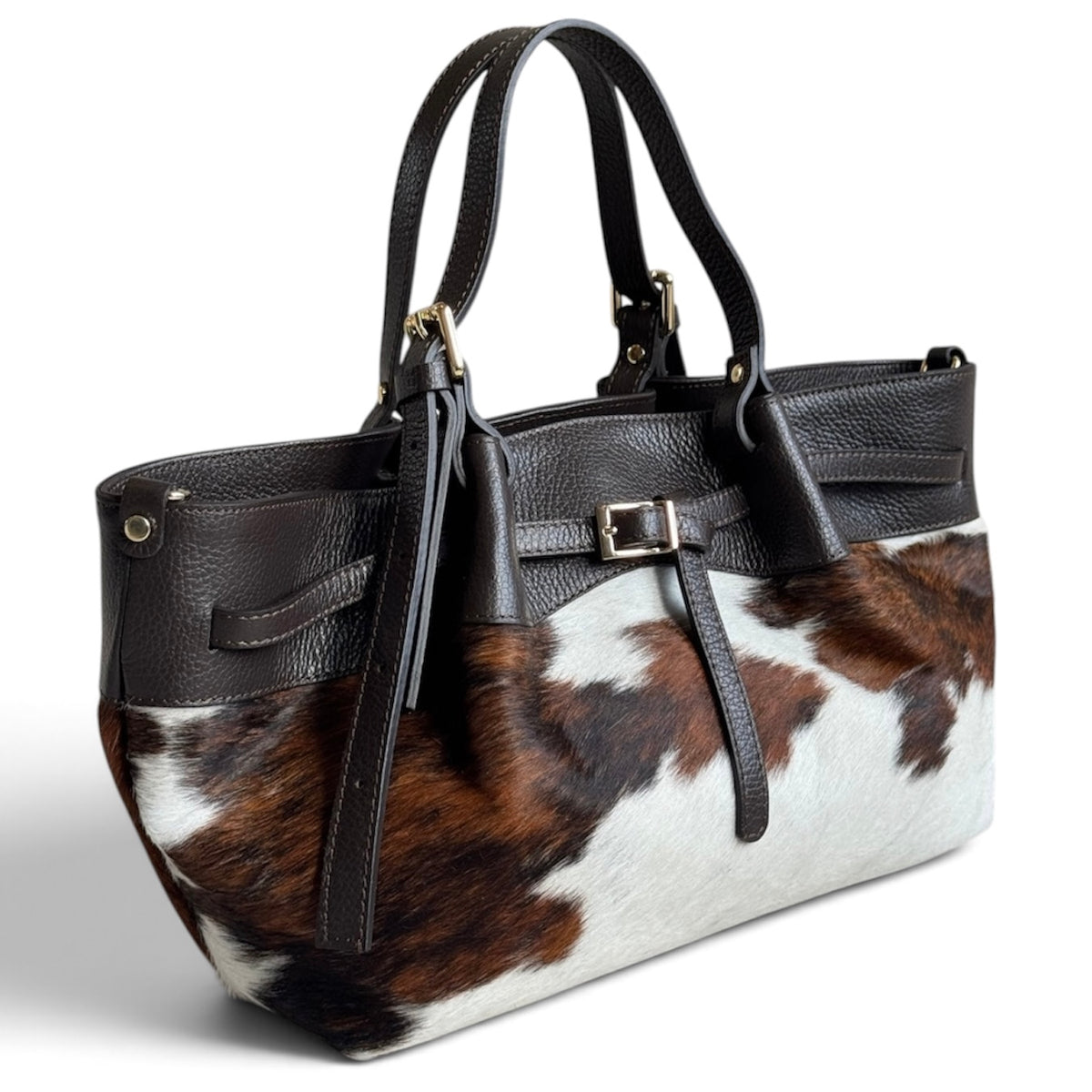 Modarno Borsa Shopper doppio manico XL in pelle e cavallino lussuoso 43x14x23 cm