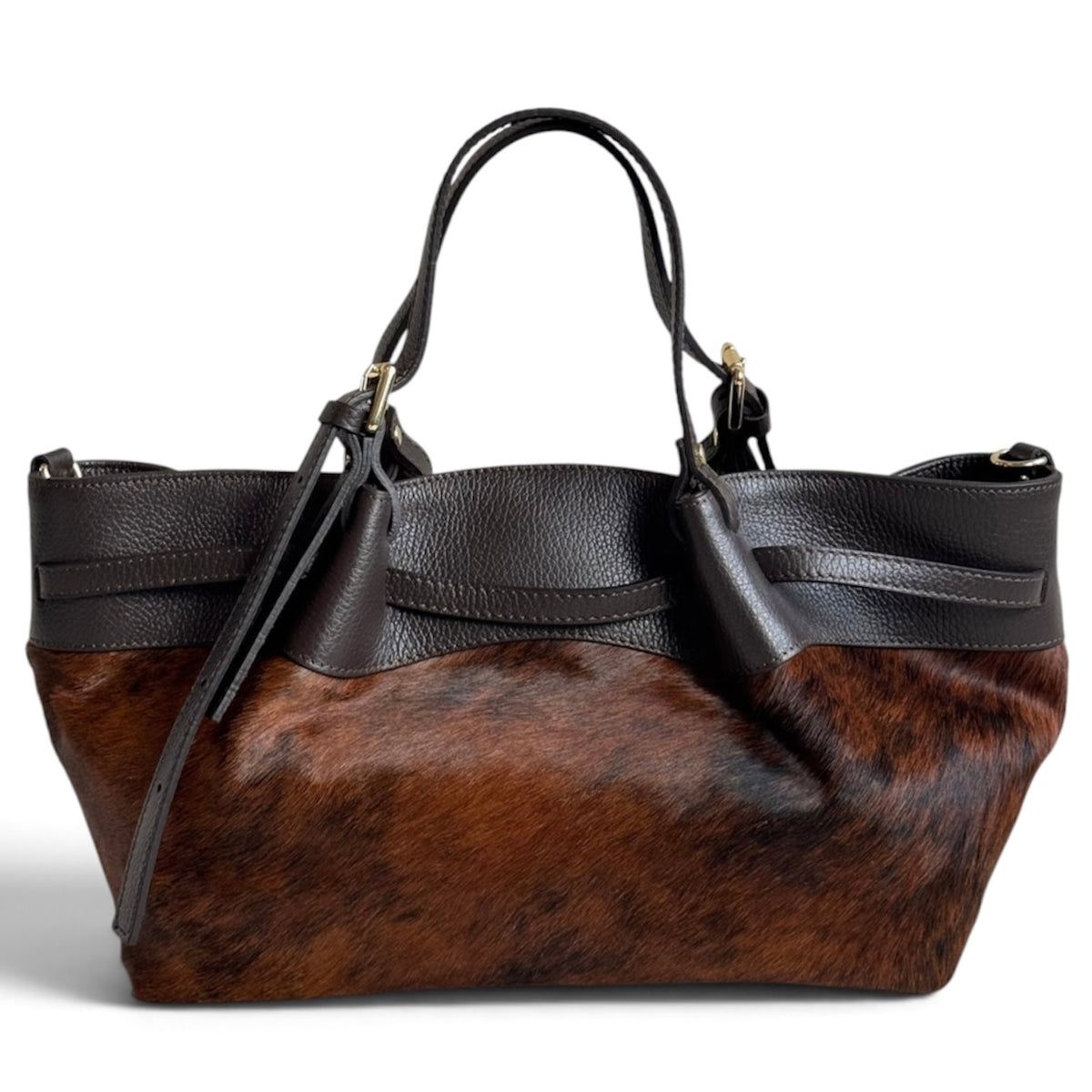 Modarno Borsa Shopper doppio manico XL in pelle e cavallino lussuoso 43x14x23 cm