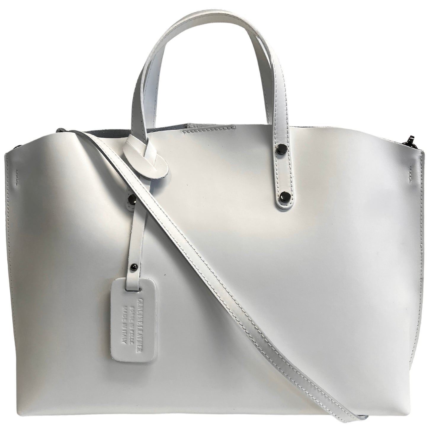 Modarno Large Woman Leather Handbag with Shopper Shoulder Strap