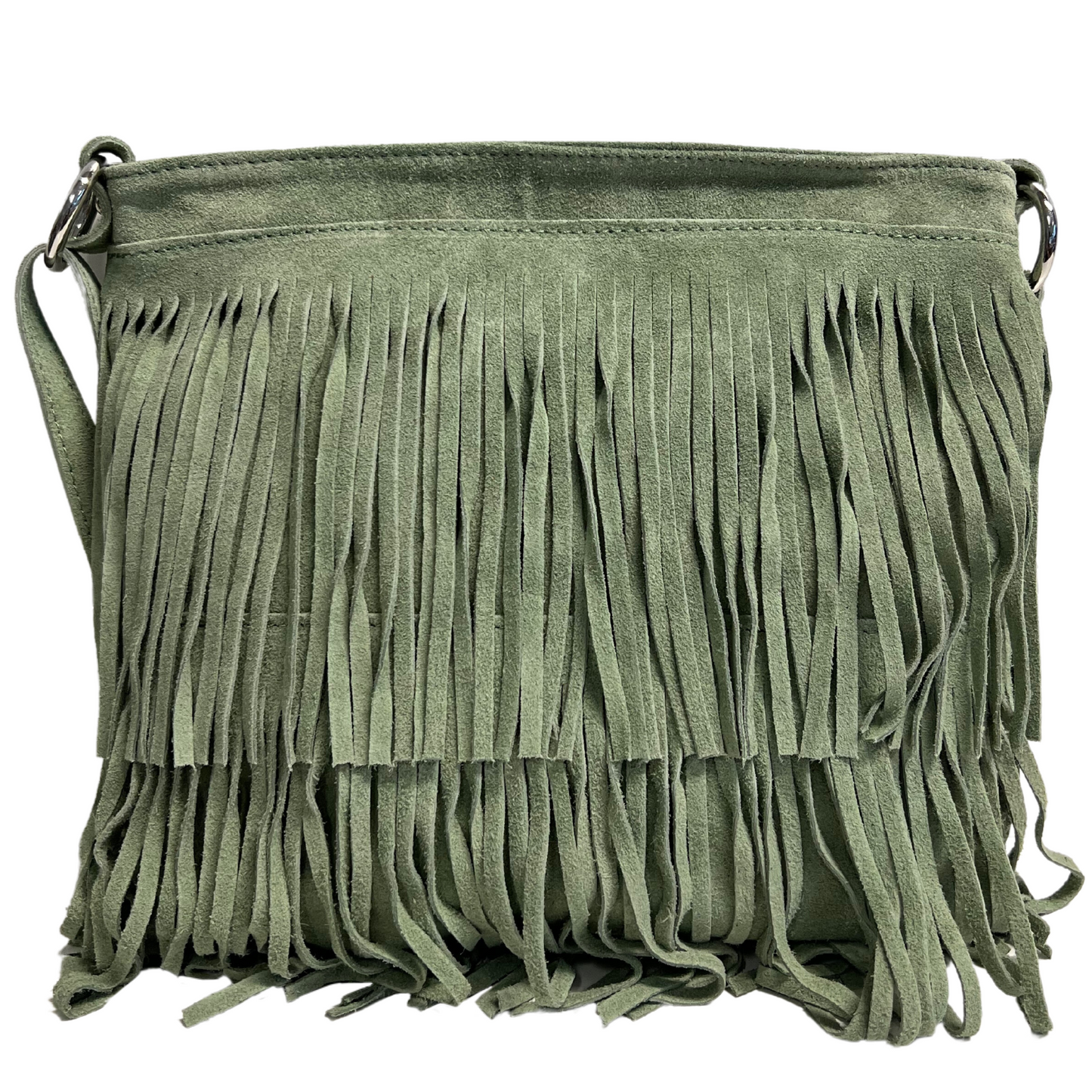 Modarno Shoulder bag with fringes in suede - women's shoulder bag in suede