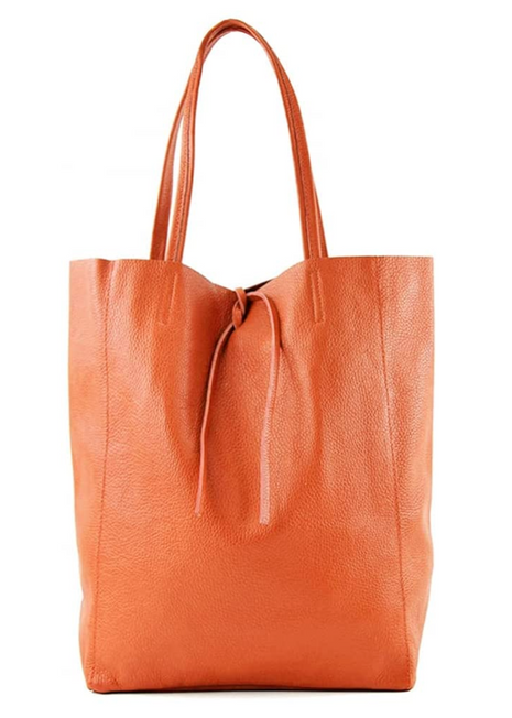 Modarno Shoulder Shopper Bag in leather with double handle, Large Shopper with internal leather pocket
