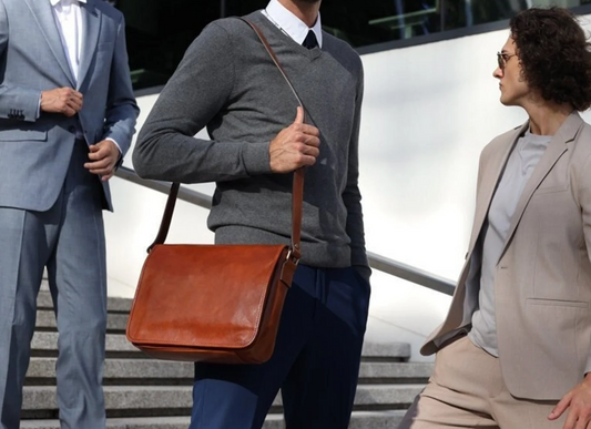 Modarno Borsa Cartella Vintage Messenger in Pelle Italiana Fatta a Mano, borsa a tracolla in pelle da ufficio Formato A4, regalo di laurea per lui