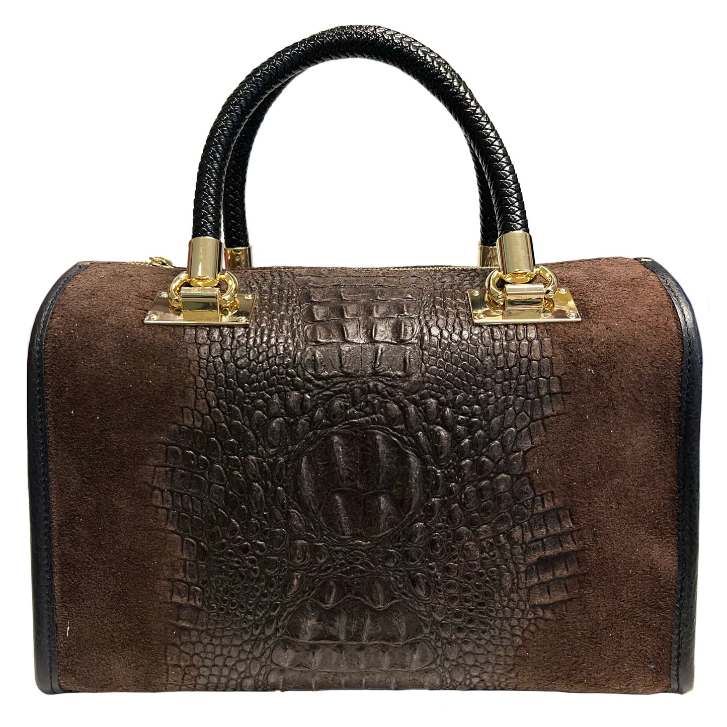 Modarno Damentasche - Handtasche aus Wildleder mit Krokoprägung