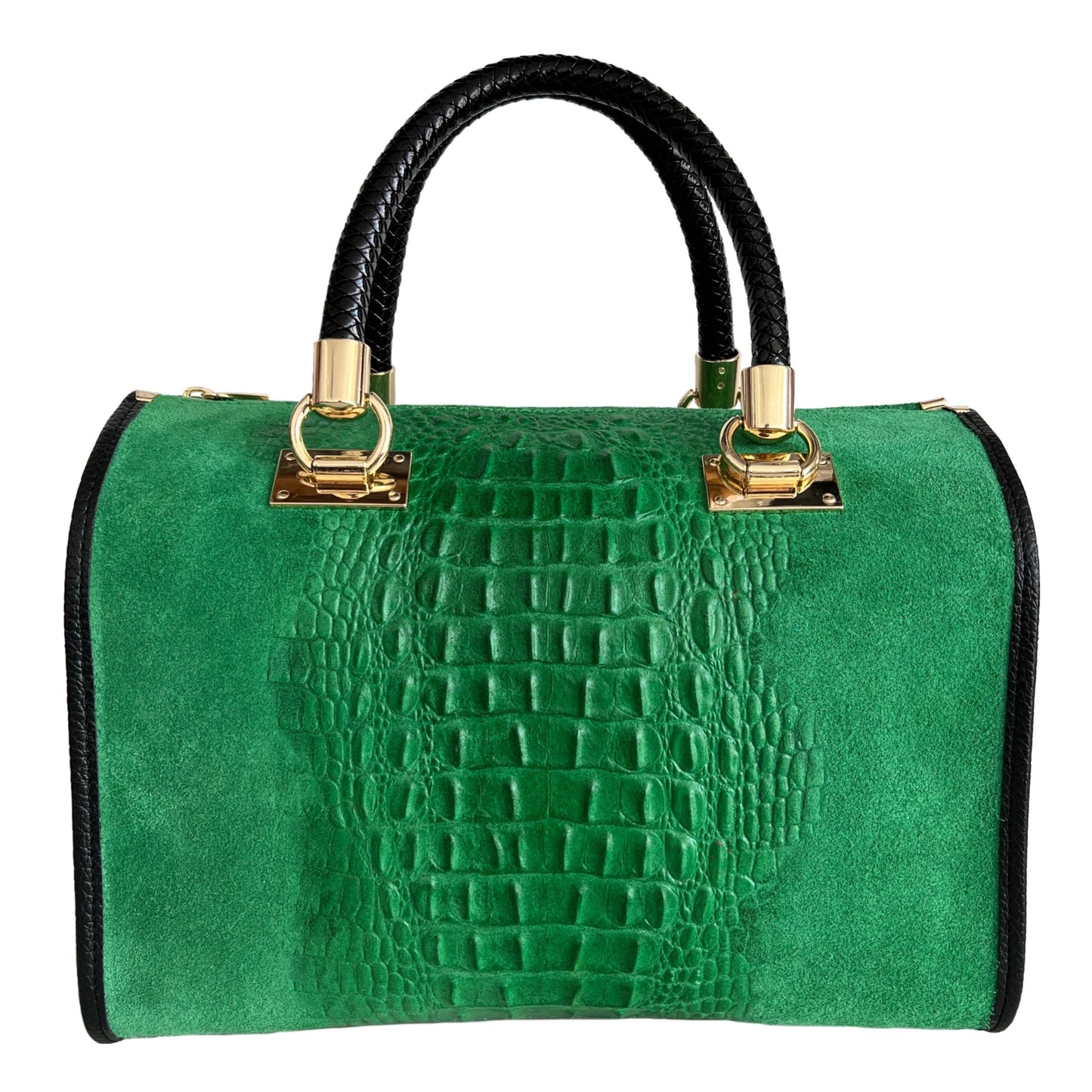 Modarno Woman bag - handbag in crocodile print suede leather