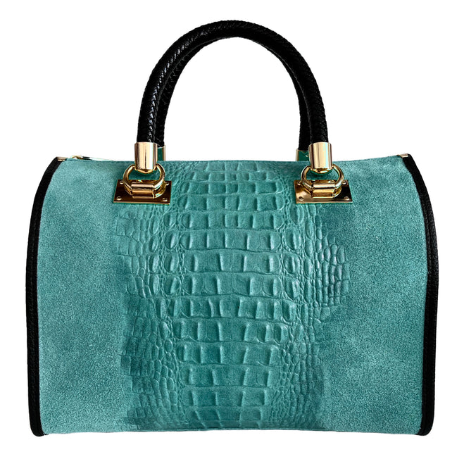 Modarno Woman bag - handbag in crocodile print suede leather