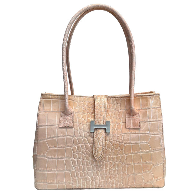 Modarno Woman shoulder bag in genuine crocodile patterned leather 32x11x24 cm