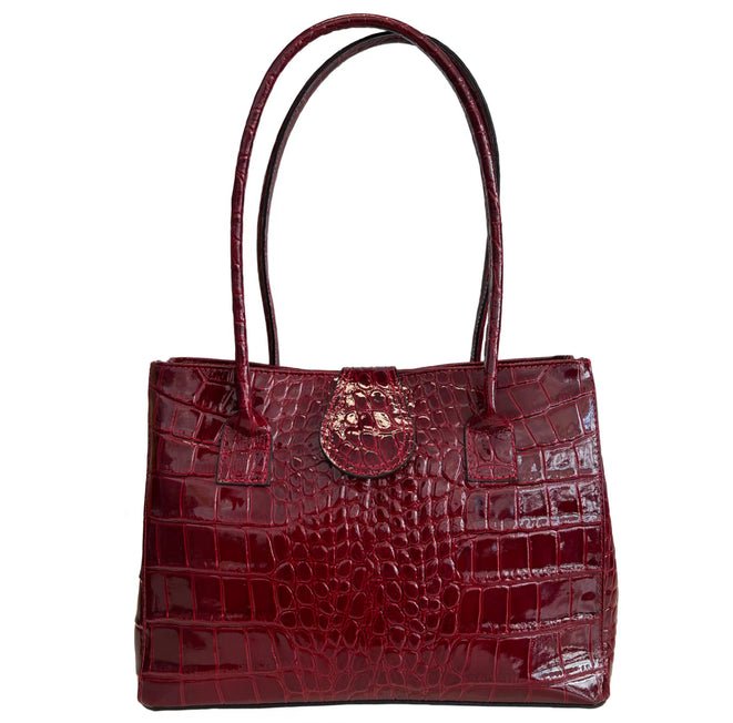 Modarno Woman shoulder bag in genuine crocodile patterned leather 32x11x24 cm