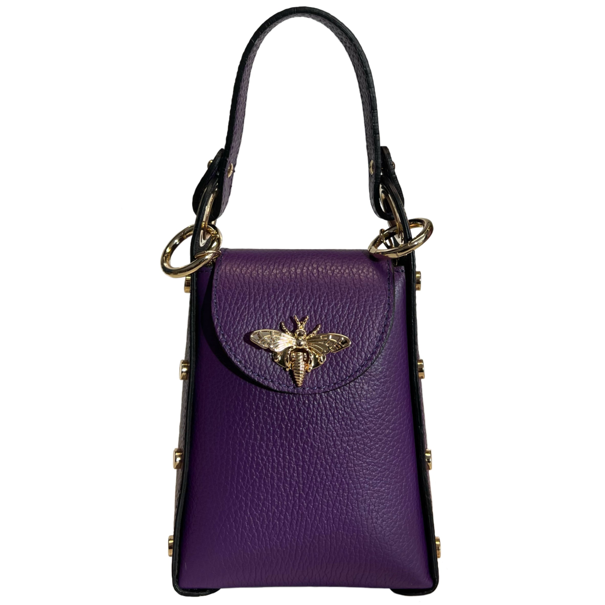 Modarno mini bag in genuine dollar leather with bee-shaped lobster clasp closure
