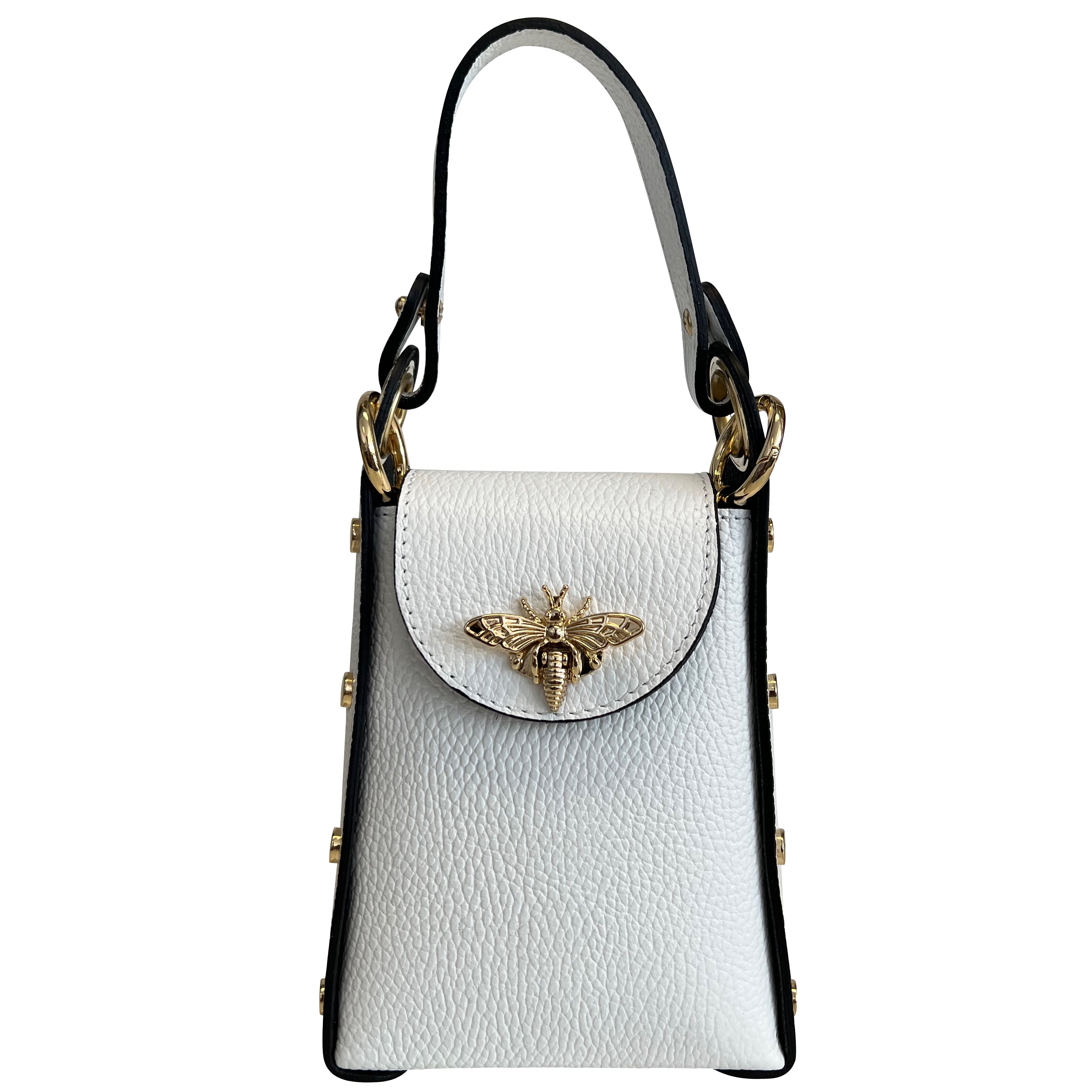 Modarno mini bag in genuine dollar leather with bee-shaped lobster clasp closure