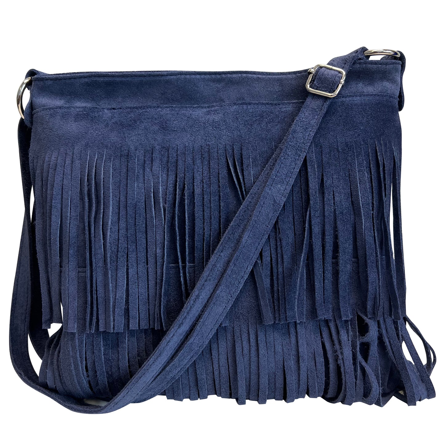 Modarno Shoulder bag with fringes in suede - women's shoulder bag in suede