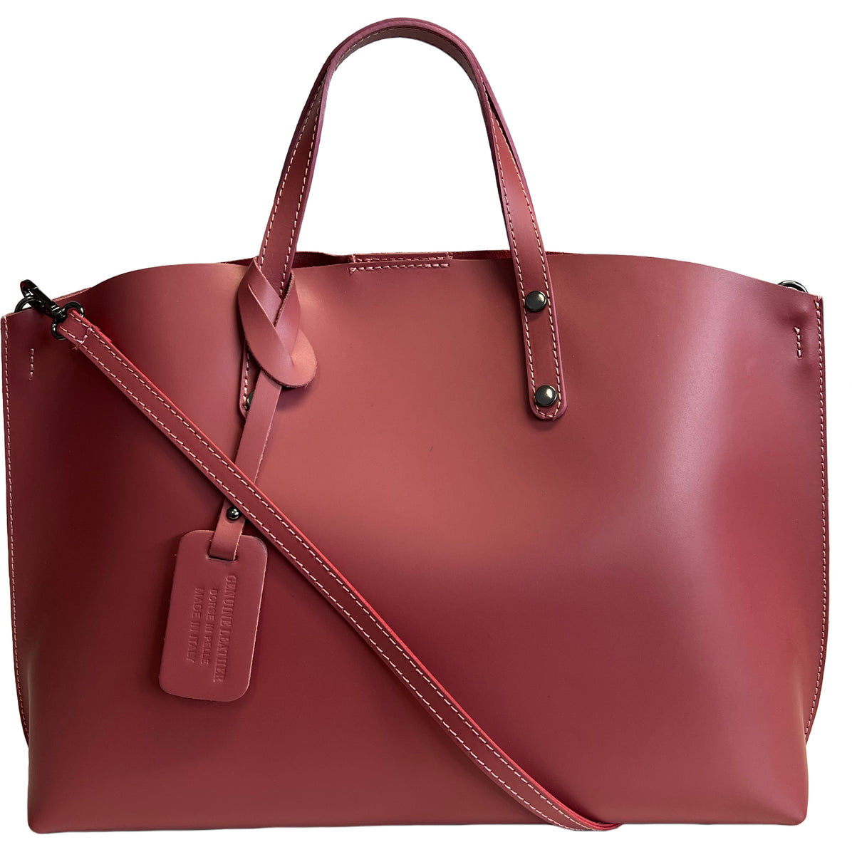 Modarno Large Woman Leather Handbag with Shopper Shoulder Strap