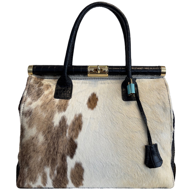 Modarno Handbag In Genuine Coconut Leather + Real Horse Hair FIRENZE model