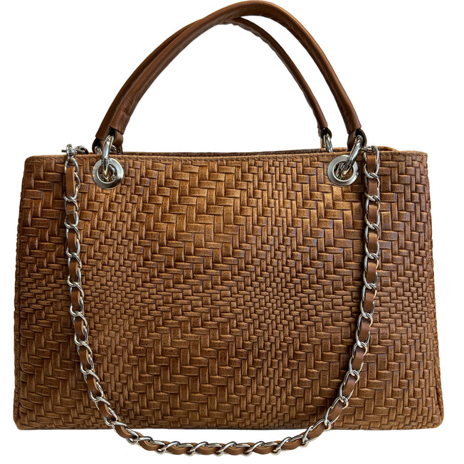 Modarno Woman's handbag in genuine leather with shoulder strap 35x15x22 cm