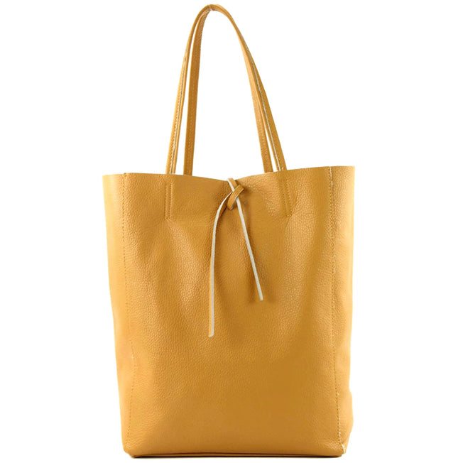 Modarno Shoulder Shopper Bag in leather with double handle, Large Shopper with internal leather pocket