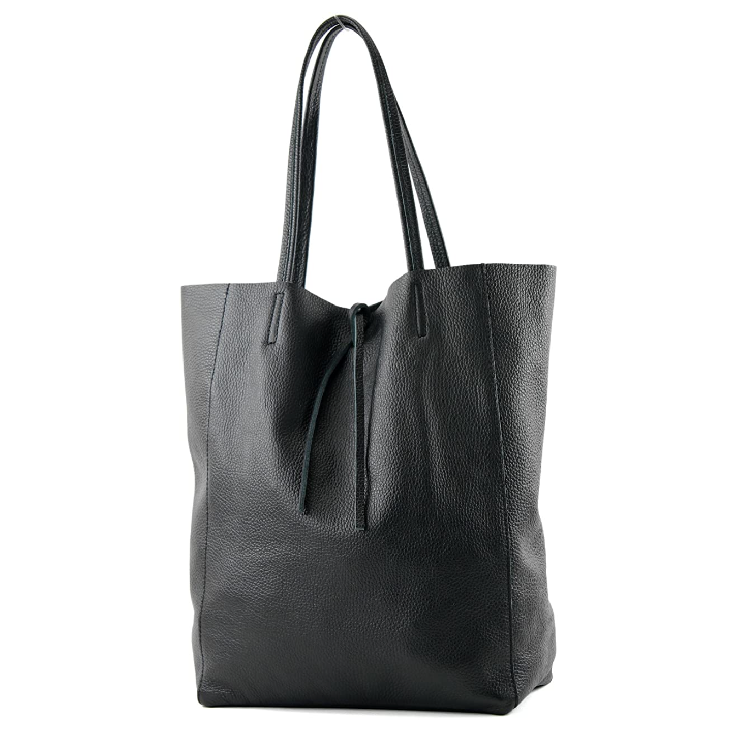 Modarno Shopper Bag a spalla in pelle con doppio manico, Shopper Large con tasca interna in pelle