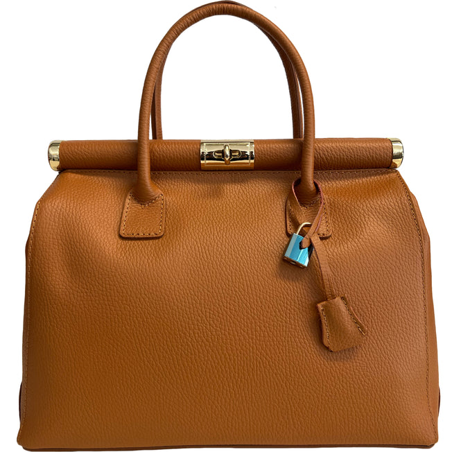 Modarno Handtasche Damen Lederhandtasche mit Schulterriemen Bauletto 35x28x16 cm