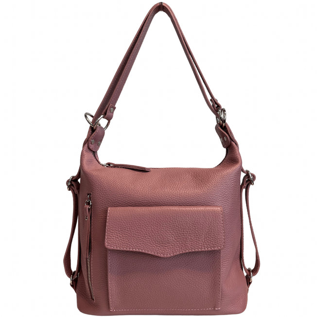 Modarno Italian shoulder bag, backpack bag for women 2 in 1, in genuine leather